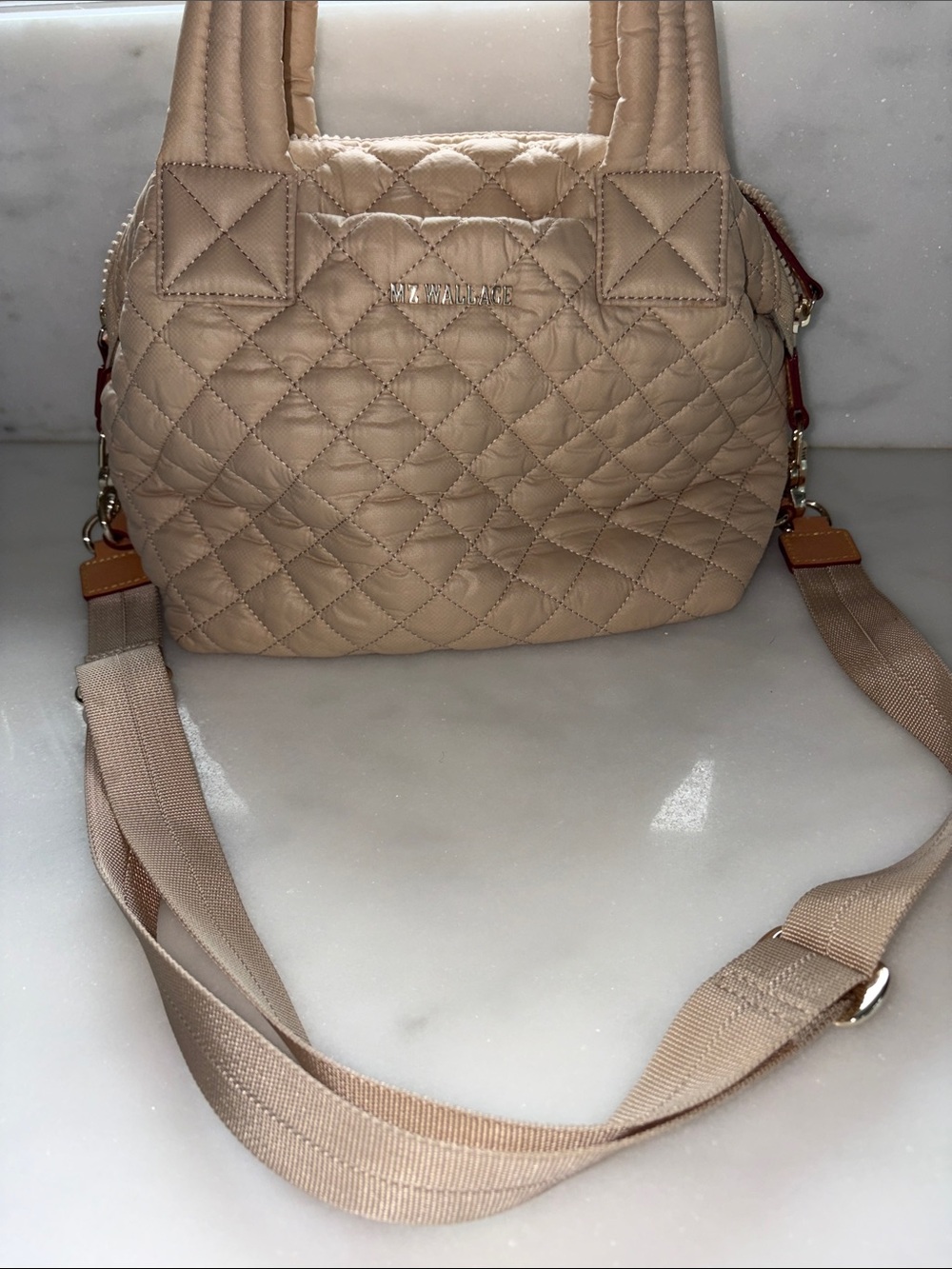 MZ Wallace Quilted Beige Crossbody Bag - Picture 5 of 13